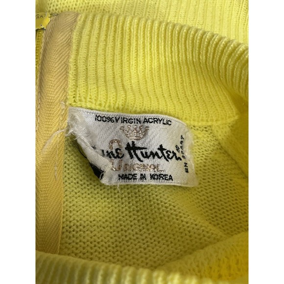 VTG Jane Hunter Womens Mock Neck Sweater S Yellow 60s Lightweight Preppy Retro - Picture 4 of 6